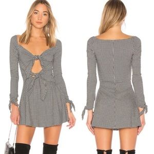 LPA REVOLVE Gingham Tie Front Mini Dress